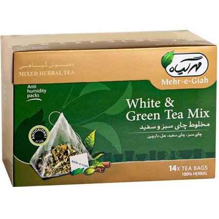 دمنوش چای سبز و سفید مهرگیاه - کیسه ای